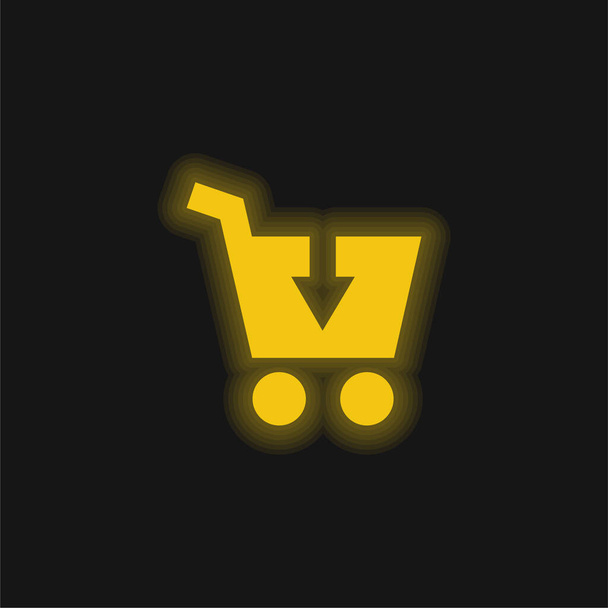 Add To Cart yellow glowing neon icon - Vector, Image