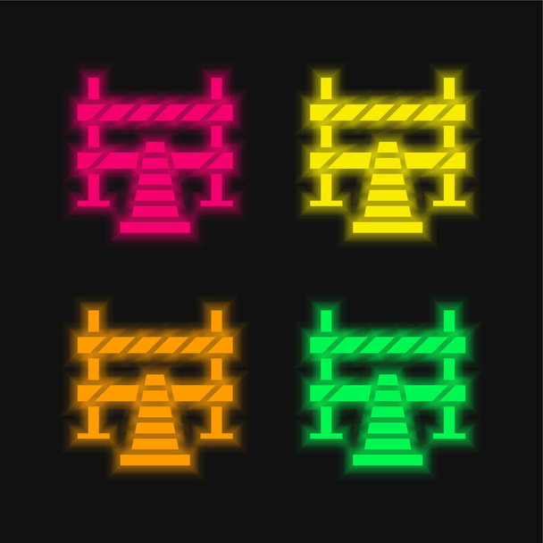 Bariéra čtyři barvy zářící neonový vektor ikona - Vektor, obrázek