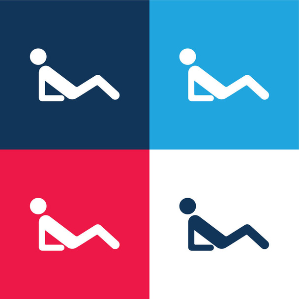 Abs Workout kék és piros négy szín minimális ikon készlet - Vektor, kép