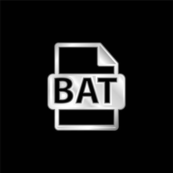 BAT File Format silver plated metallic icon - Vector, Image