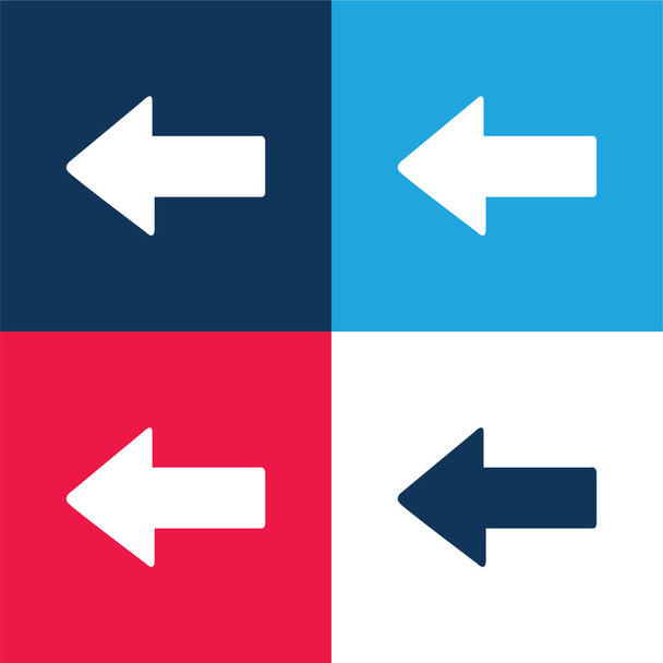 Strzałka wskazując na lewo niebieski i czerwony zestaw czterech kolorów minimalny zestaw ikon - Wektor, obraz