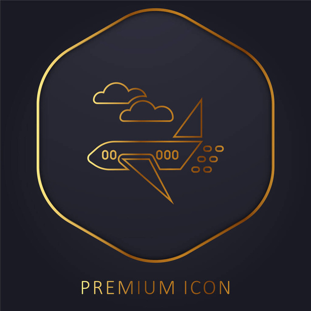 Repülőgép arany vonal prémium logó vagy ikon - Vektor, kép