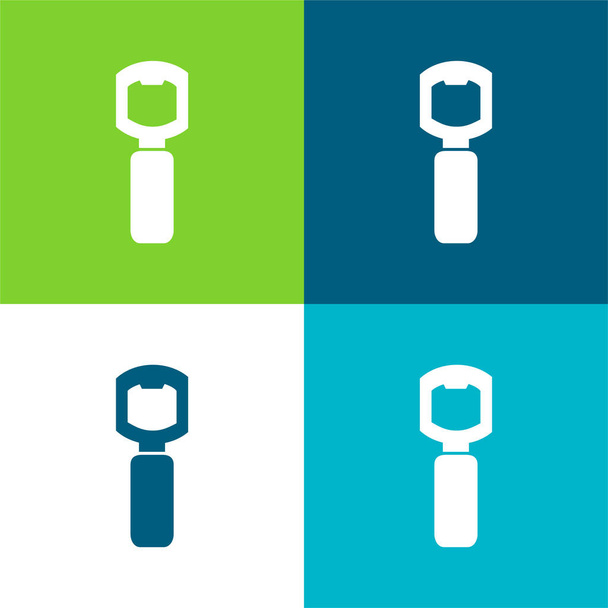 Palack nyitó eszköz konyhai lapos négy szín minimális ikon készlet - Vektor, kép