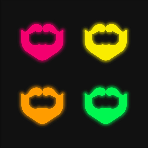 Борода чотирикольоровий світиться неоновий вектор значок
 - Вектор, зображення