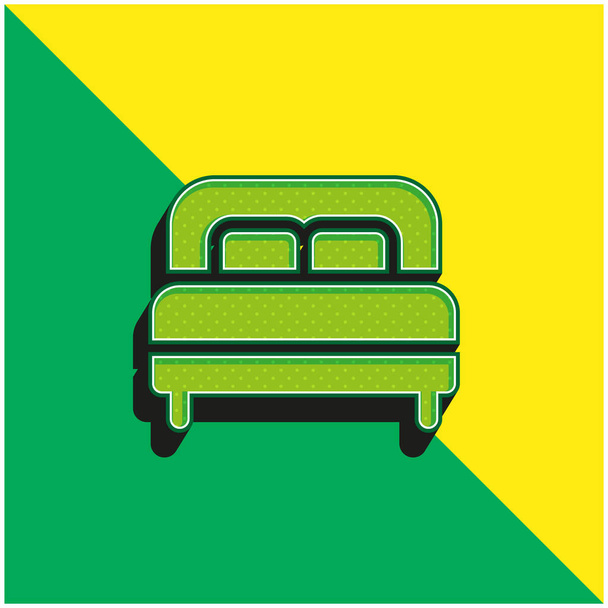 ベッドグリーンと黄色のモダンな3Dベクトルアイコンのロゴ - ベクター画像