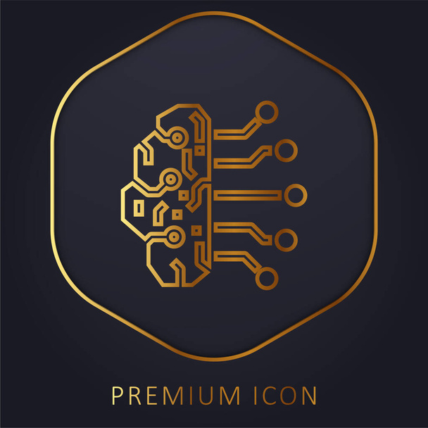Τεχνητή νοημοσύνη χρυσή γραμμή πριμοδότηση λογότυπο ή εικονίδιο - Διάνυσμα, εικόνα