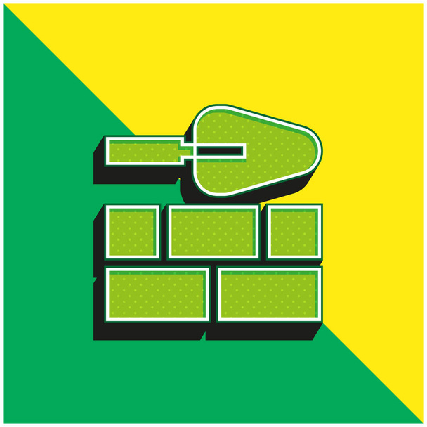 Brick Wall Πράσινο και κίτρινο σύγχρονο 3d διάνυσμα εικονίδιο λογότυπο - Διάνυσμα, εικόνα