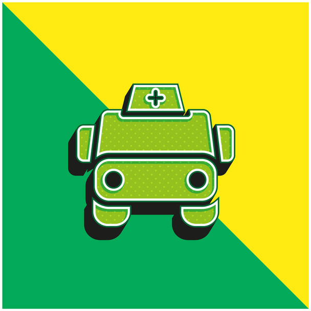 Ambulance Groen en geel modern 3D vector icoon logo - Vector, afbeelding