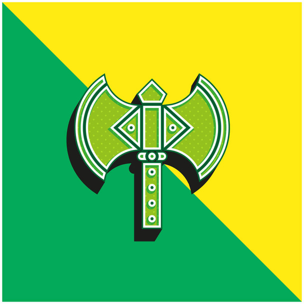 Hacha verde y amarillo moderno logotipo del icono del vector 3d - Vector, imagen
