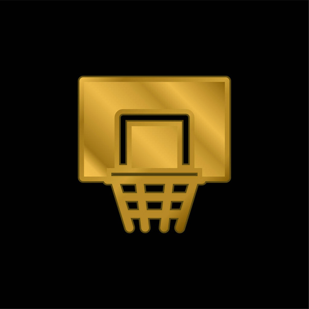 Kosárlabda kosár aranyozott fém ikon vagy logó vektor - Vektor, kép