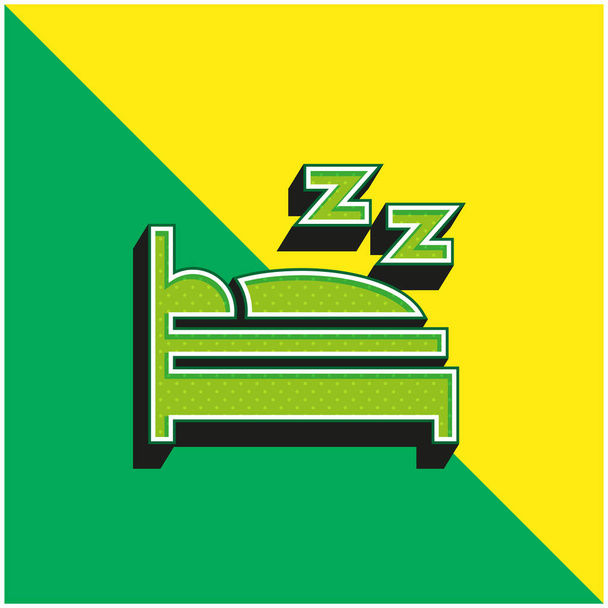 Łóżko Zielony i żółty nowoczesny ikona wektora 3D logo - Wektor, obraz
