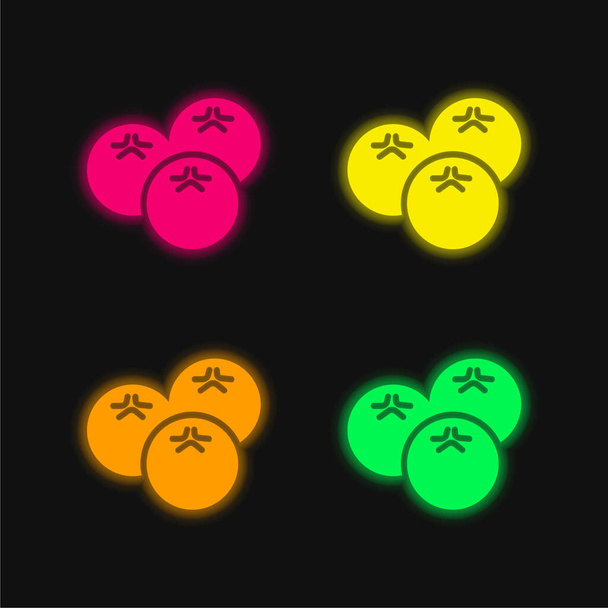 Arándanos cuatro colores brillante icono de vectores de neón - Vector, imagen