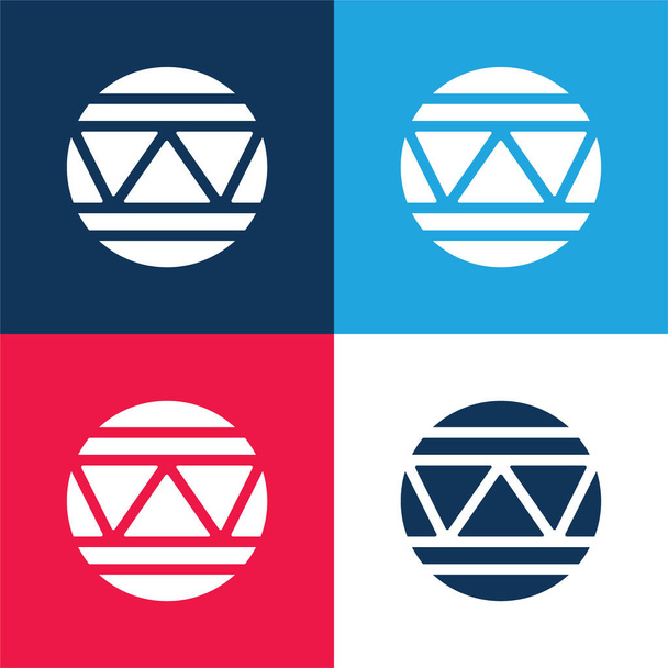Ball blau und rot vier Farben minimales Symbol-Set - Vektor, Bild