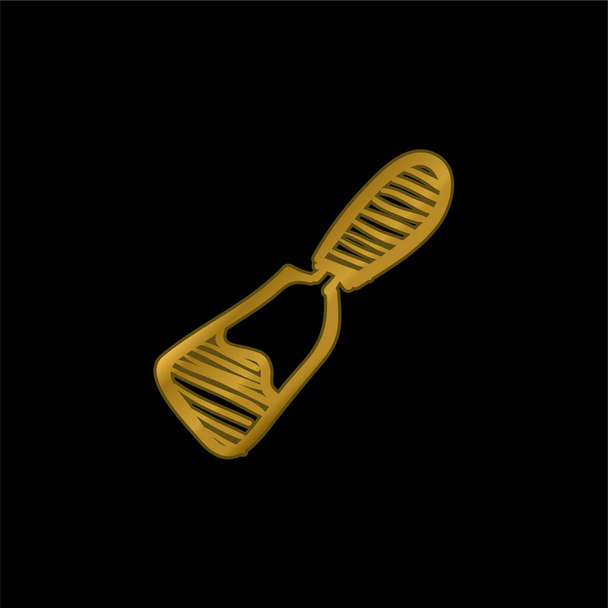 Lâmina mão desenhada ferramenta de construção banhado a ouro ícone metálico ou vetor logotipo - Vetor, Imagem