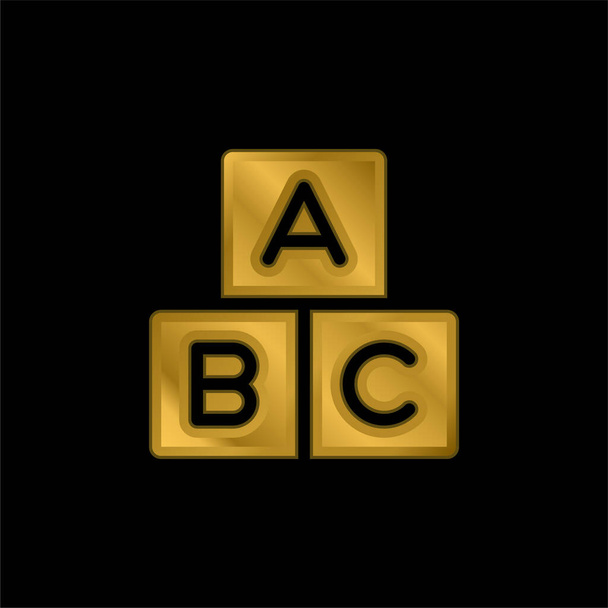 Alphabet gold plated metalic icon or logo vector - Vector, Image
