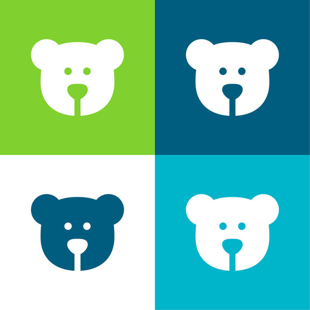 Bear Flat four color minimal icon set - Vector, Image