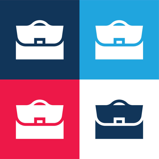 Set di icone minimali a quattro colori blu e rosso valigetta - Vettoriali, immagini