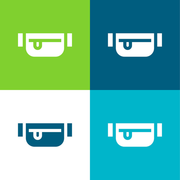 Pochette per cintura Set di icone minime a quattro colori piatto - Vettoriali, immagini