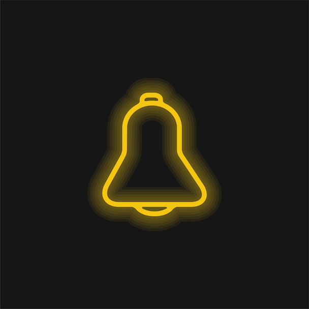 Bell Outline Interface Symbol yellow glowing neon icon - Vector, Image