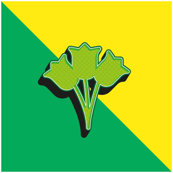 Bouquet Logo icona vettoriale 3D moderna verde e gialla - Vettoriali, immagini