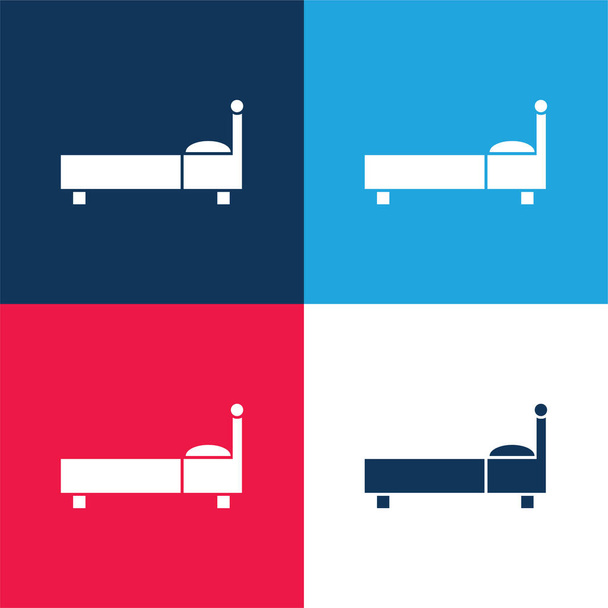 Κρεβάτι Προφίλ μπλε και κόκκινο τεσσάρων χρωμάτων ελάχιστο σύνολο εικονιδίων - Διάνυσμα, εικόνα