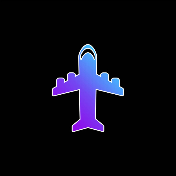Avion avec quatre moteurs bleu dégradé icône vectorielle - Vecteur, image