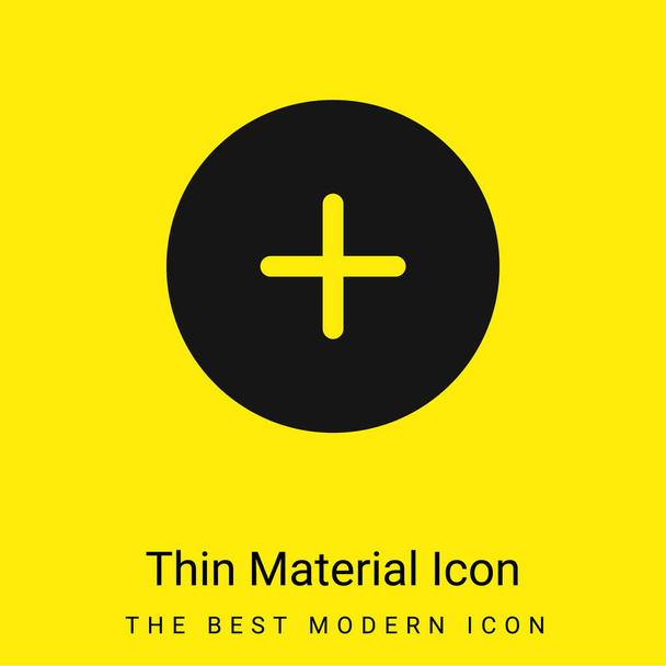 Προσθήκη μαύρου κυκλικού κουμπιού minimal φωτεινό κίτρινο εικονίδιο υλικού - Διάνυσμα, εικόνα