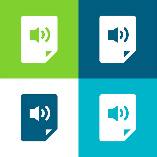 Audio File Flat four color minimal icon set - Vector, Image