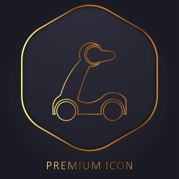 Baby Scooter Silhouette arany vonal prémium logó vagy ikon - Vektor, kép