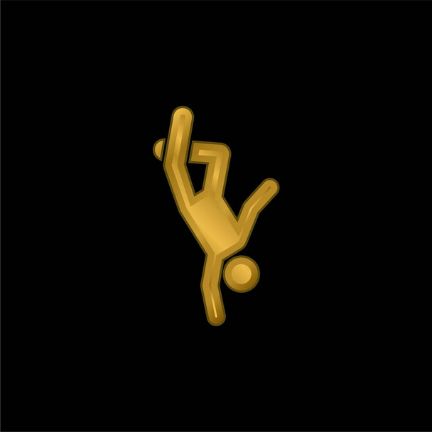 Breakdance chapado en oro icono metálico o logo vector - Vector, Imagen