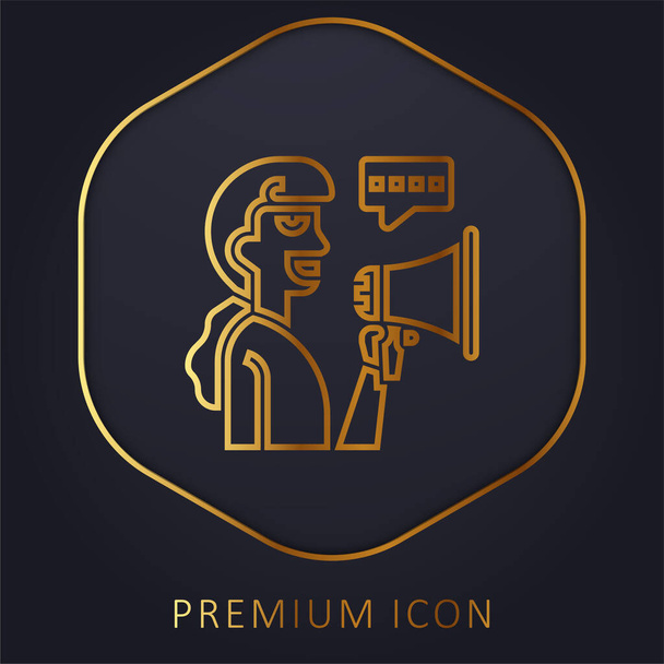 Pubblicità linea dorata logo premium o icona - Vettoriali, immagini