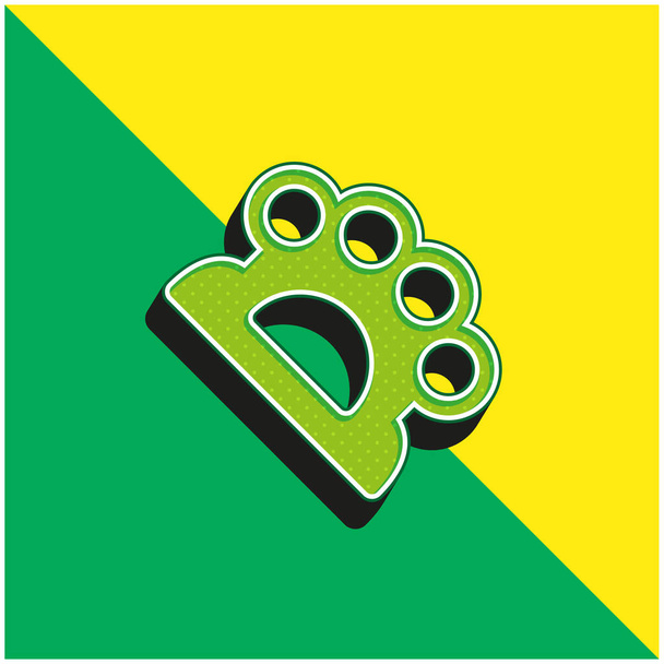 Brass Knuckles Logo vectoriel 3D moderne vert et jaune - Vecteur, image
