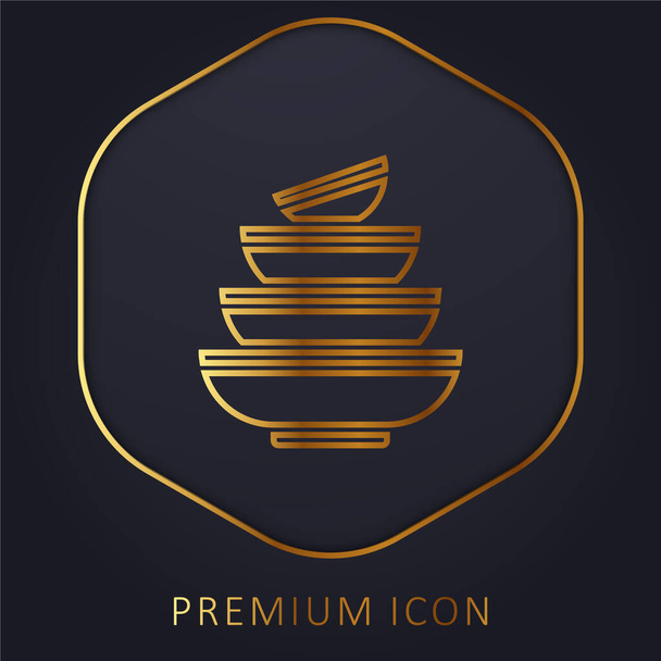 Bowls golden line premium logo or icon - Vector, Image
