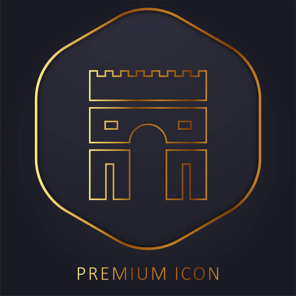 Arc De Triomphe ligne dorée logo premium ou icône - Vecteur, image