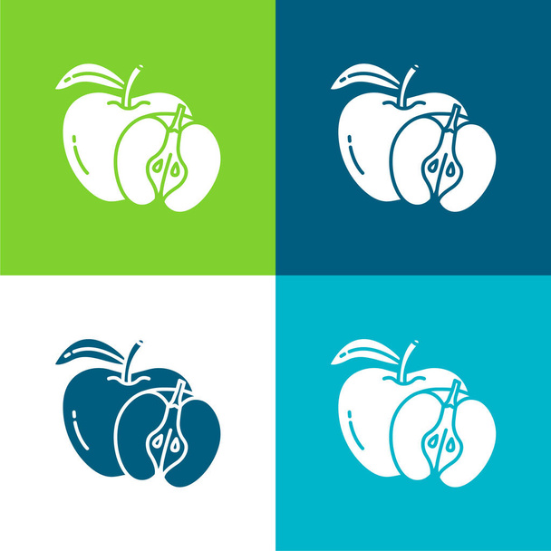 Apple Flat set di icone minime a quattro colori - Vettoriali, immagini