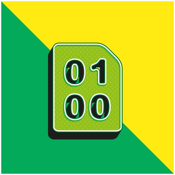 Codice binario con zeri e uno verde e giallo moderno 3d logo icona vettoriale - Vettoriali, immagini