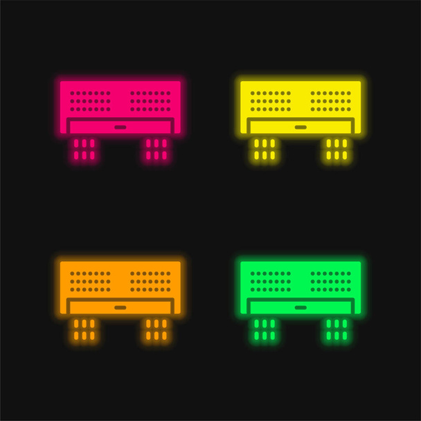 エアコン4色輝くネオンベクトルアイコン - ベクター画像