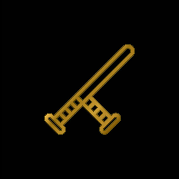 Золотая дубинка металлическая икона или вектор логотипа - Вектор,изображение
