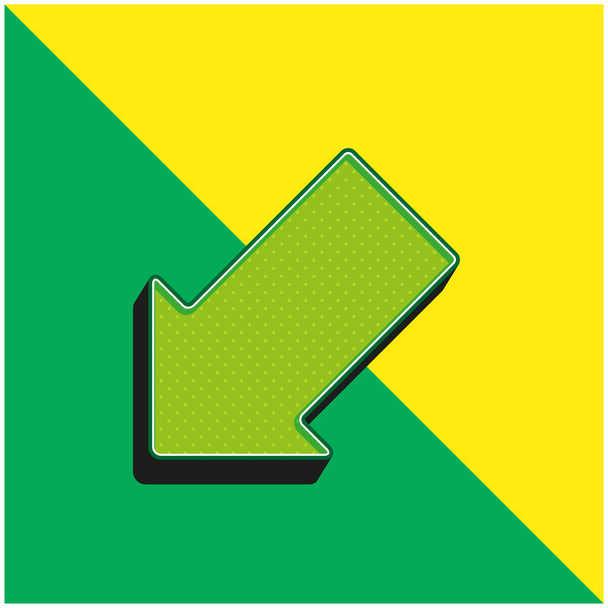 Pijl Wijzen naar beneden Links Groen en geel modern 3D vector pictogram logo - Vector, afbeelding