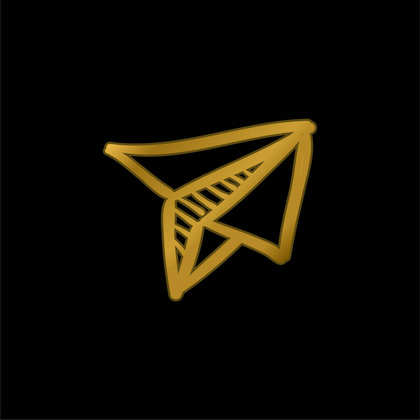 Samolot Zabawka złożonego papieru złocone metaliczne ikona lub wektor logo - Wektor, obraz