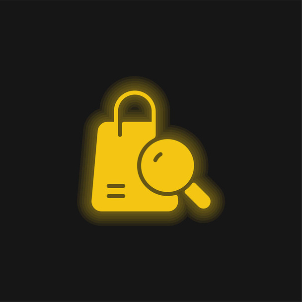 Bolso amarillo brillante icono de neón - Vector, imagen