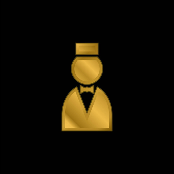Bell Boy gold plated metalic icon or logo vector - Vector, Image