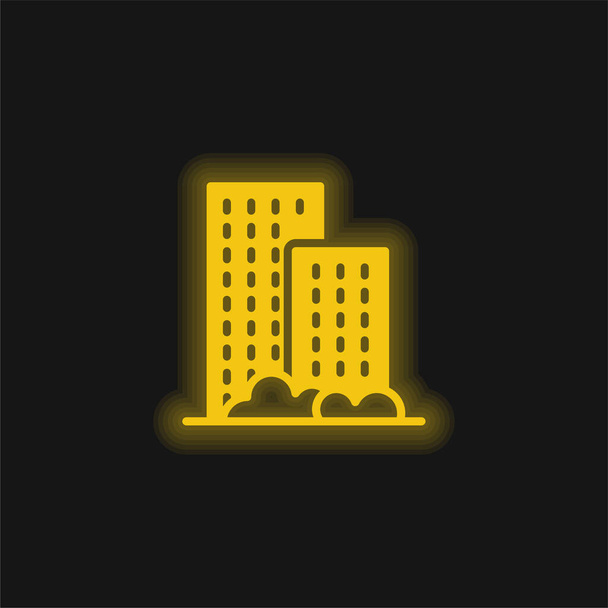 Appartement geel gloeiende neon icoon - Vector, afbeelding