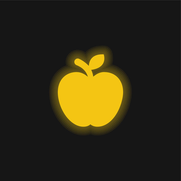 Manzana fruta amarillo brillante icono de neón - Vector, Imagen