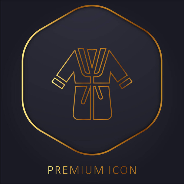 Bathrobe golden line premium logo or icon - Vector, Image