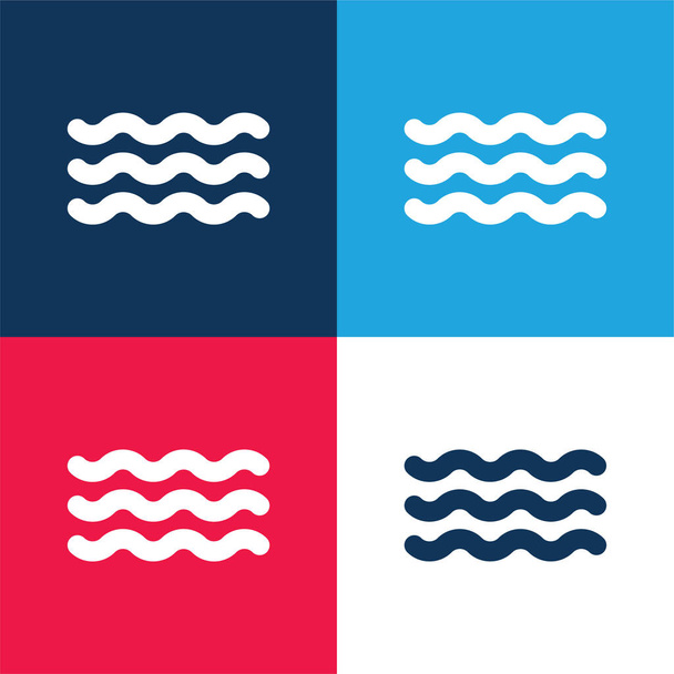 Acquario Simbolo blu e rosso set di icone minime a quattro colori - Vettoriali, immagini