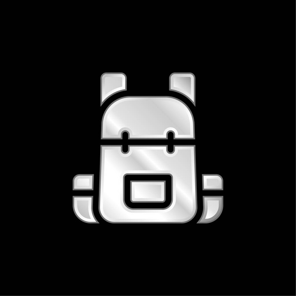 Backpack silver plated metallic icon - Vector, Image