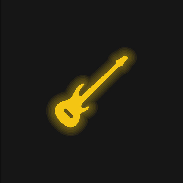Basszus gitár sárga izzó neon ikon - Vektor, kép