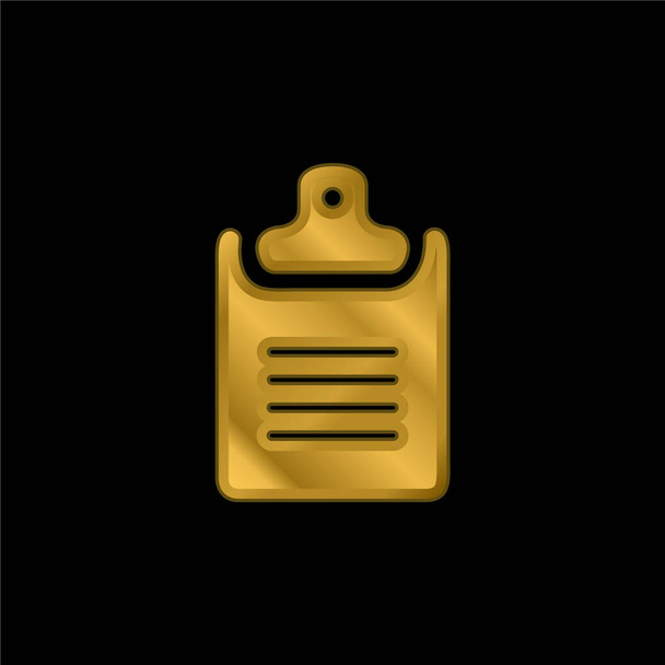 Portapapeles negro chapado en oro icono metálico o logo vector - Vector, imagen