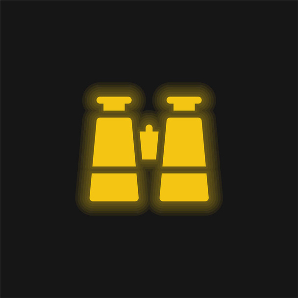 Binóculos amarelo brilhante ícone de néon - Vetor, Imagem